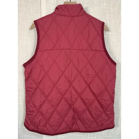 Carhartt Women's Large L Quilted Vest Corduroy Plaid Lined Maroon Burgundy Zip - Picture 5 of 10